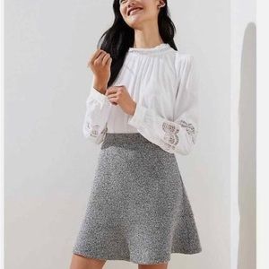 LOFT Women’s Fit & Flare Skirt Size Petite Small in Plaid Grey